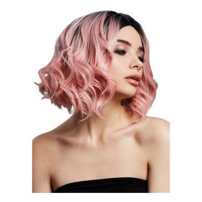 Kourtney Ljusrosa Kort Tvåtonad Peruk med Lockar - One size
