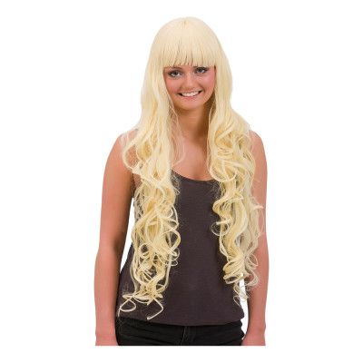 Lång Blond Lockig Deluxe Peruk