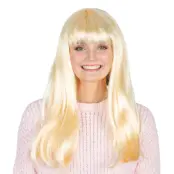 Lång Blond Peruk med Lugg - One size