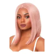 Lång Ljusrosa Deluxe Peruk med Glitter - One size