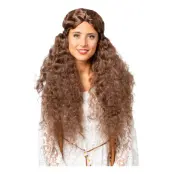 Lång Lockig Brun Peruk