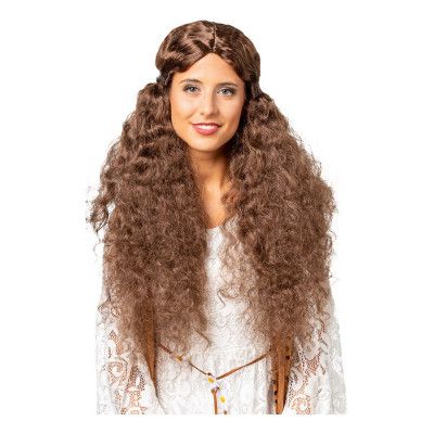 Lång Lockig Brun Peruk