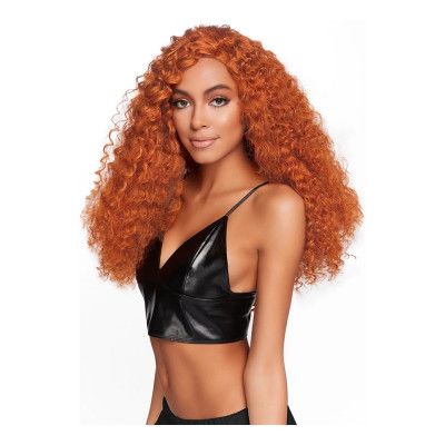 Lång Lockig Röd Deluxe Peruk - One size