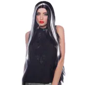 Lång Peruk Svart&Grå