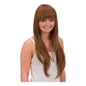 Lång Rak Brun Deluxe Peruk