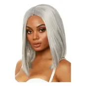 Lång Silver Deluxe Peruk med Glitter - One size