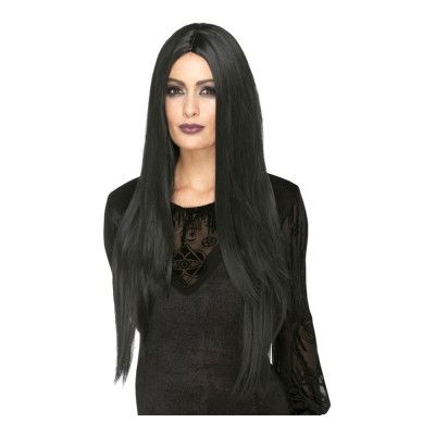 Lång Svart Deluxe Peruk - One size