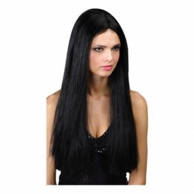 Svart Peruk Lång - One size