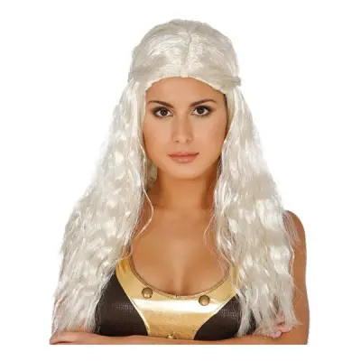 Lång Vit Medeltida Peruk - One size