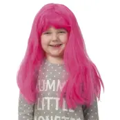 Långt Rakt Rosa Hår Peruk Barnstorlek