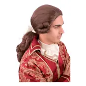 Barock Peruk Brun med Fläta - One size