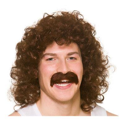 Lockig 80-talskille Brun Perukset - One size