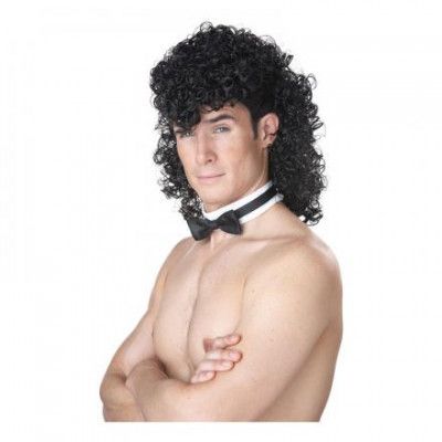 Manlig Strippa Svart Peruk