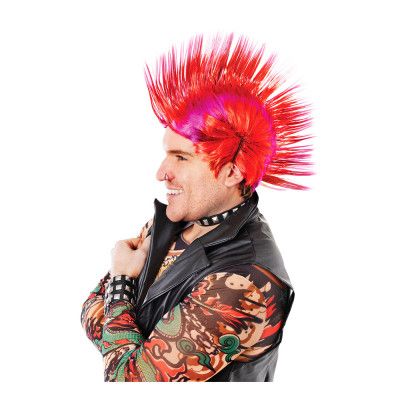 Mohikan Röd/Lila Peruk
