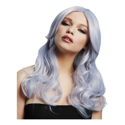 Nicole Silver/Ljuslila Lång Peruk med Lockar - One size