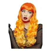 Manic Panic Lång Röd/Orange Deluxe Peruk med Lockar - One size