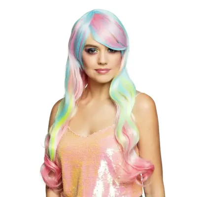 Pastell Lång Peruk - One size