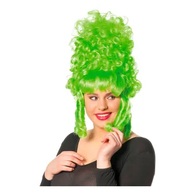 Peggy Neongrön Lockig Hög Peruk - One size