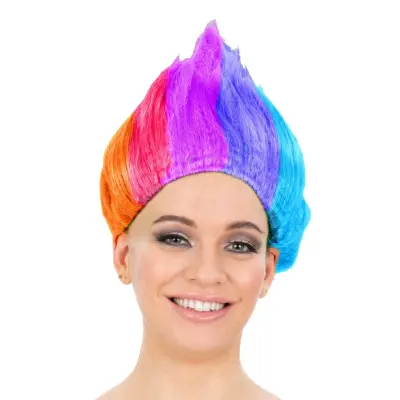 Penntroll Peruk Regnbågsfärgad - One size