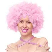 Peruk Afro Ljusrosa