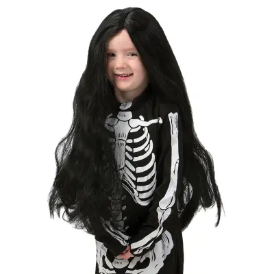 Peruk Barn Lång Svart - Leksaksaffären -  Leksaksaffären