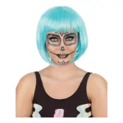 Peruk Kort Pastellblå - One size