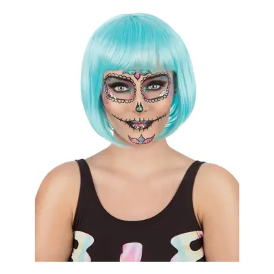 Peruk Kort Pastellblå - One size