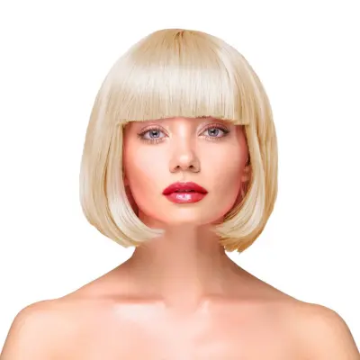 Peruk Kort Rakt Hår - Blond