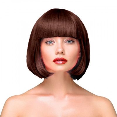 Peruk Kort Rakt Hår - Brun