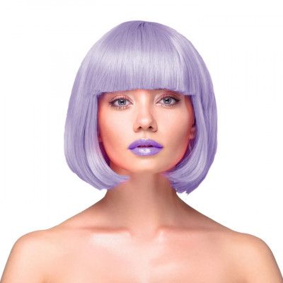 Peruk Kort Rakt Hår - Ljuslila