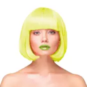 Peruk Kort Rakt Hår - Neongul