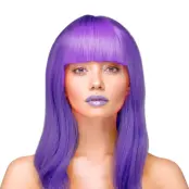 Peruk Långt Rakt Hår - Lila