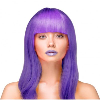 Peruk Långt Rakt Hår - Lila