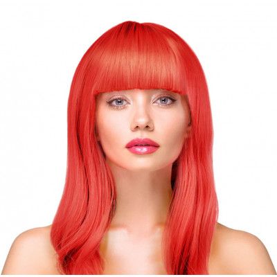 Peruk Långt Rakt Hår - Röd