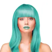 Peruk Långt Rakt Hår - Turkos