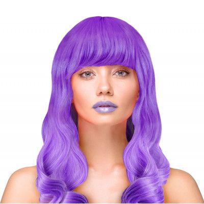 Peruk Långt Vågigt Hår - Lila