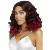 Peruk Lockig Burgundy Ombre