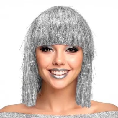 Peruk Silver Glittrig - One size