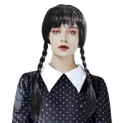 Peruk Svart med flätor Wednesday - Leksaksaffären -  Leksaksaffären