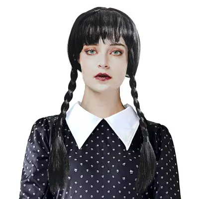 Peruk Svart med flätor Wednesday - Leksaksaffären -  Leksaksaffären