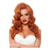 Röd Lång Lockig Deluxe Peruk - One size