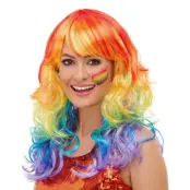 Regnbågsfärgad Lång Peruk - One size