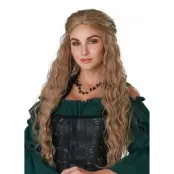 Renässans Dam Lång Ljusbrun Peruk - One size