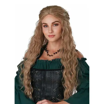 Renässans Dam Lång Ljusbrun Peruk - One size