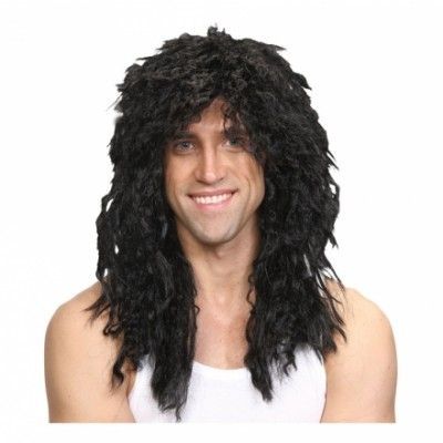 Rockstjärna Svart Peruk - One size