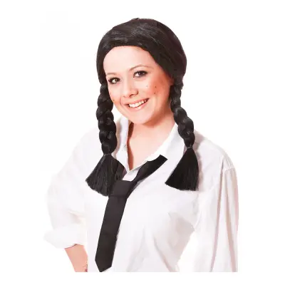 Skolflicka Svart Peruk