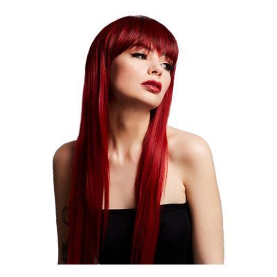 Jessica Lång Rak Rubinröd Deluxe Peruk - One size