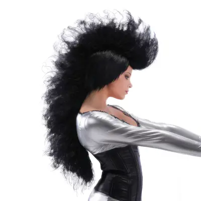 Stor Svart Punk Peruk - One size