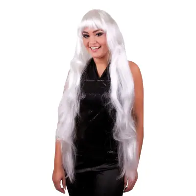 Superlång Vit Peruk - One size
