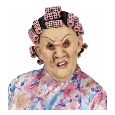 Svärmor Mask med Peruk och Hårrullar